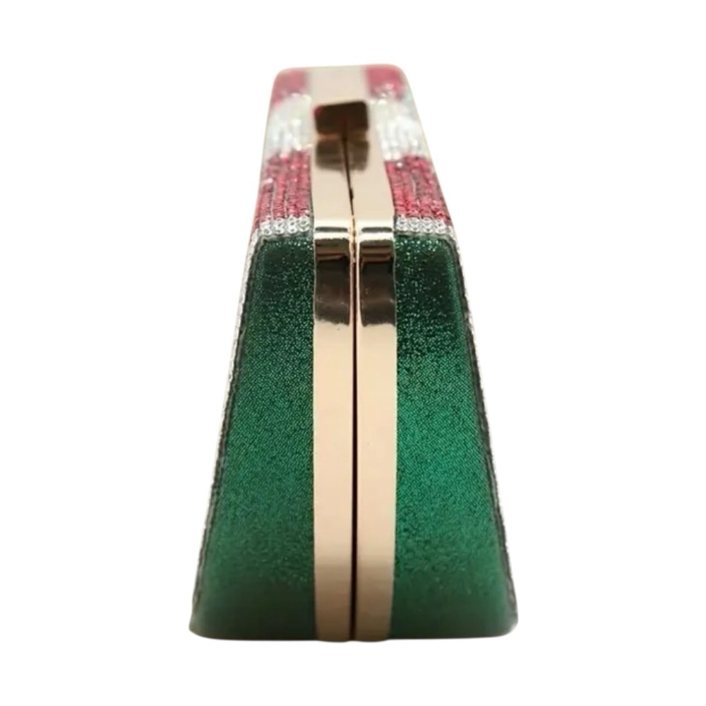 Women’s Bling Rhinestone Watermelon Clutch Evening Bag Wedding Prom Festival - Picture 6 of 7